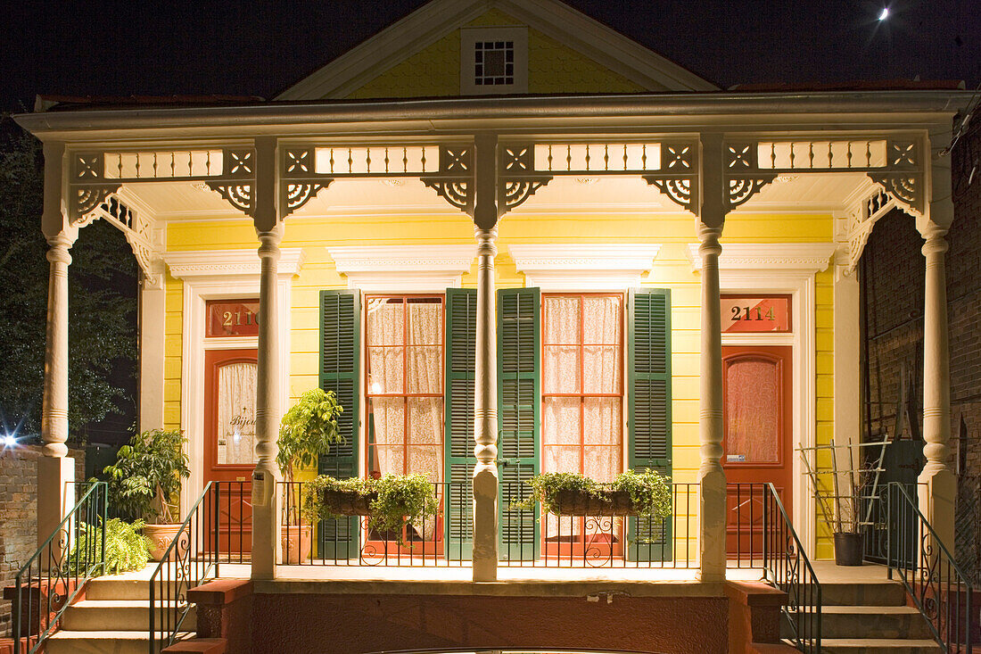 Creole house with a porch in the French Quarter, New Orleans, Louisiana, USA
