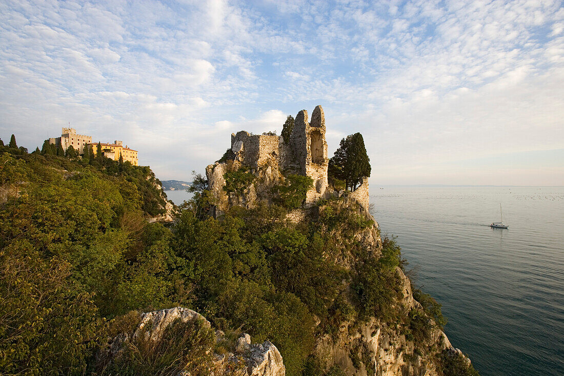 Castle ruins and Duino castle, Trieste, Friuli-Venezia Giulia, Upper Italy, Italy