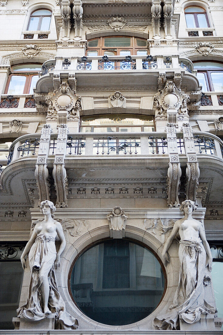 Facade of a palace in Borgo Teresiano, Trieste, Friuli-Venezia Giulia, Upper Italy, Italy