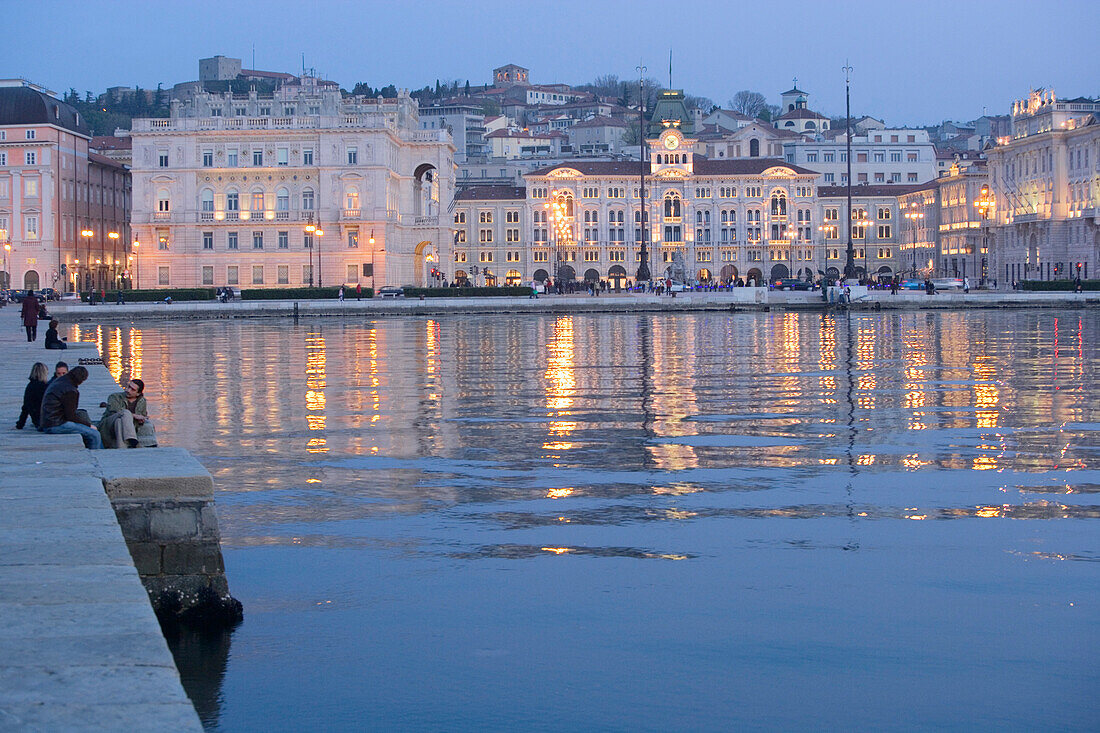 Molo Audace and Piazza dell'Unita d'Italia in the background, Trieste, Friuli-Venezia Giulia, Upper Italy, Italy