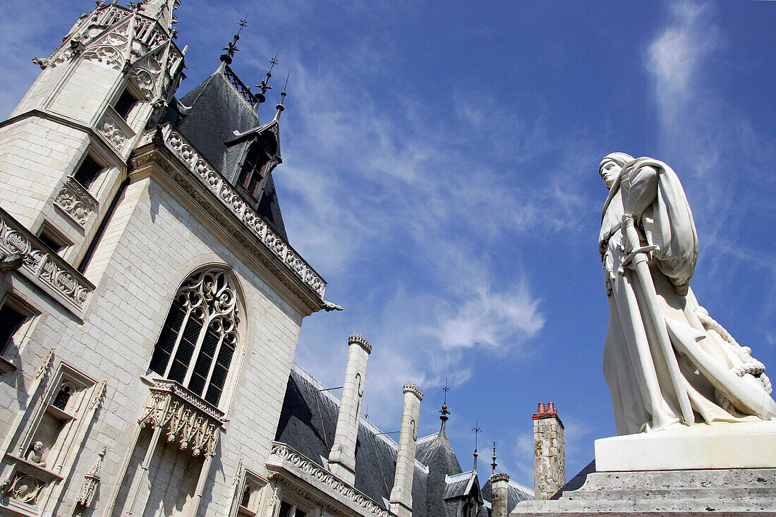 Statue And Jacques Coeur Palace, Bourges, Cher (18), France