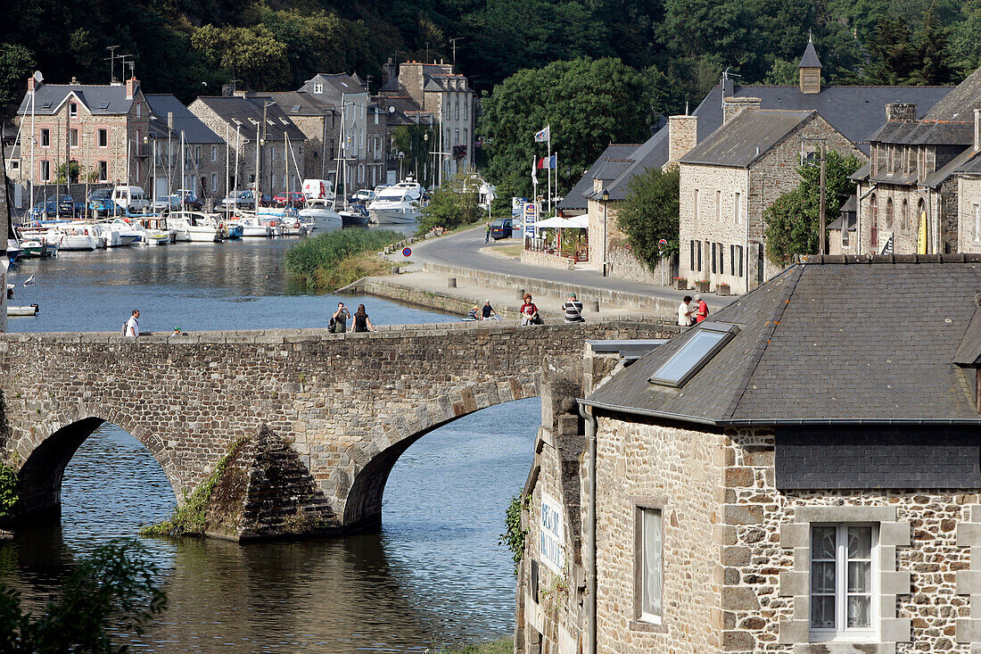 Old Bridge Over The Rance, Port Neighborhood, Medieval Town Of Dinan, Cotes D'Armor (22), Bretagne, France