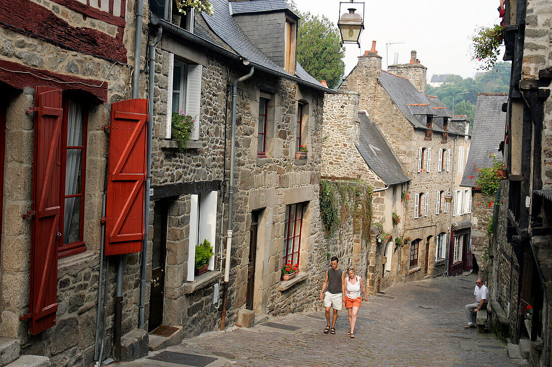 Rue Du Petit Fort, Medieval Town Of Dinan, Cotes D'Armor (22), Bretagne, France