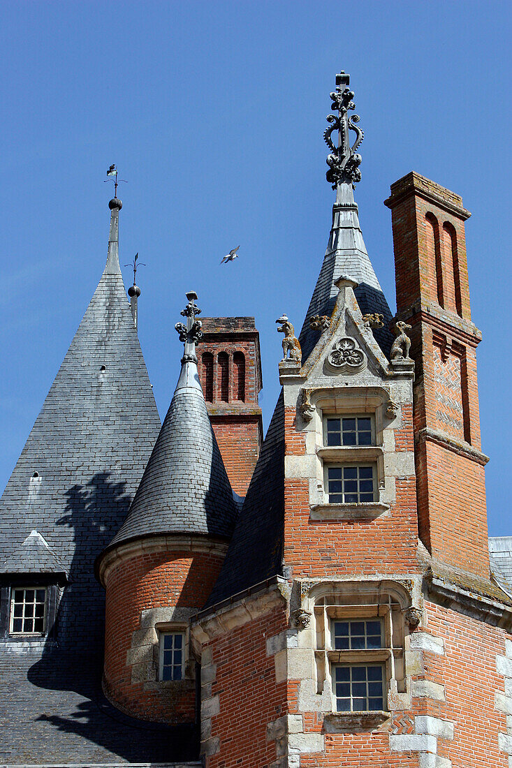 Detail Of The F'?Üade Of The Inner Courtyard And Roof, Chateau De Maintenon, Eure-Et-Loir, France