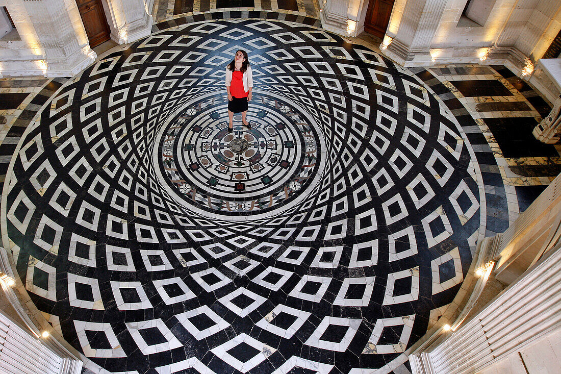 The Ornamental Tiling In Precious Marble Reproduces Exactly The Design In Projection Of The Coffered Ceiling Of The Dome And The Rosace In The Center Corresponds To The Lantern, Interior Of The Chapel At The Chateau D'Anet, Built In 1550 By Philibert De L