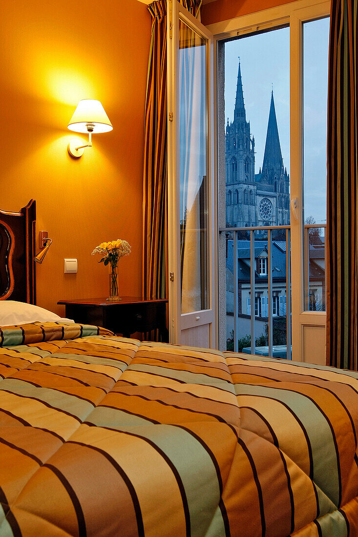 Room With View Of The Cathedral, Hotel Chatelet, Chartres, Eure-Et-Loir (28), France