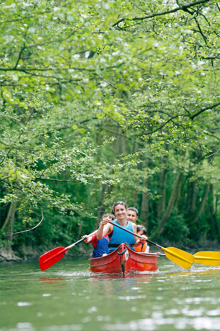 Canoeing-Kayaking Down The Huisne Between Margon And Nogent-Le-Rotrou, Region Of Perche, Eure-Et-Loir (28), France