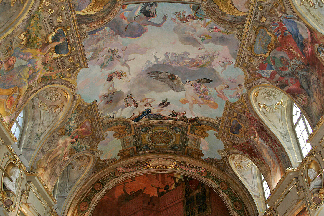 The Ceiling In The Salle Des Illustres, Painting By Jeau-Paul Laurenso, City Hall, Place Du Capitole, Toulouse, Haute-Garonne (31), France