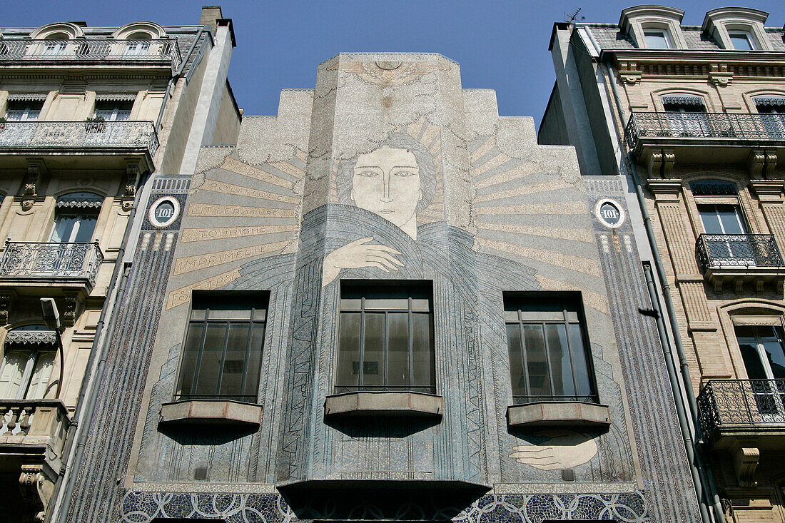 Facade Of The Art Deco Building Of The Depeche Du Midi Newspaper, Toulouse, Haute-Garonne (31), France