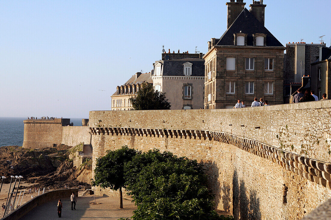 Promenade On The Ramparts In The Old Town, Saint-Malo, Ille-Et-Vilaine (35), France