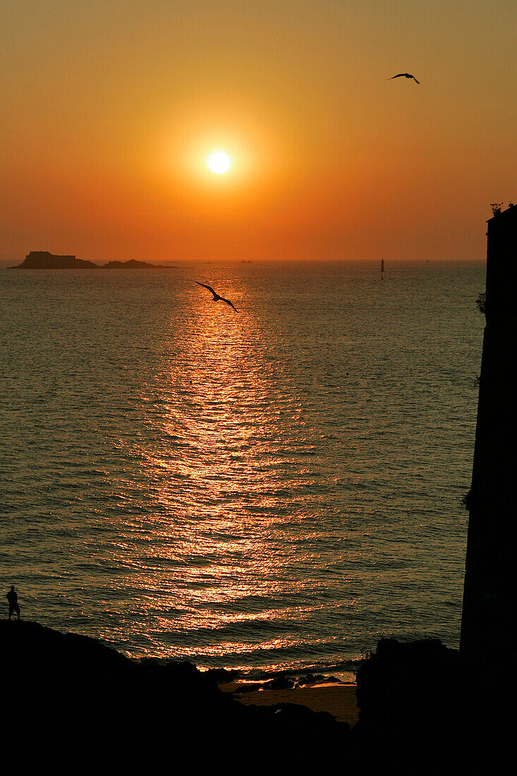 Sunset, View From The Bastion Of The Hollande, Saint-Malo, Ille-Et-Vilaine (35), France