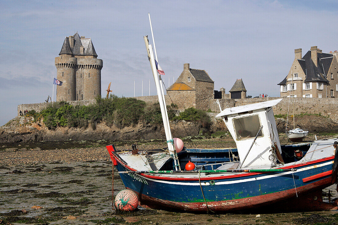 Boats In Front Of The Solidor Tower, Solidor Cove, Aleth, Saint-Malo, Ille-Et-Vilaine (35), France