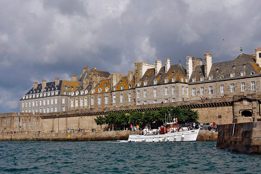 The Ramparts Of The Fortified Town Of Saint Malo Seen From The Harbour Station, Ille-Et-Vilaine, Bretagne, France