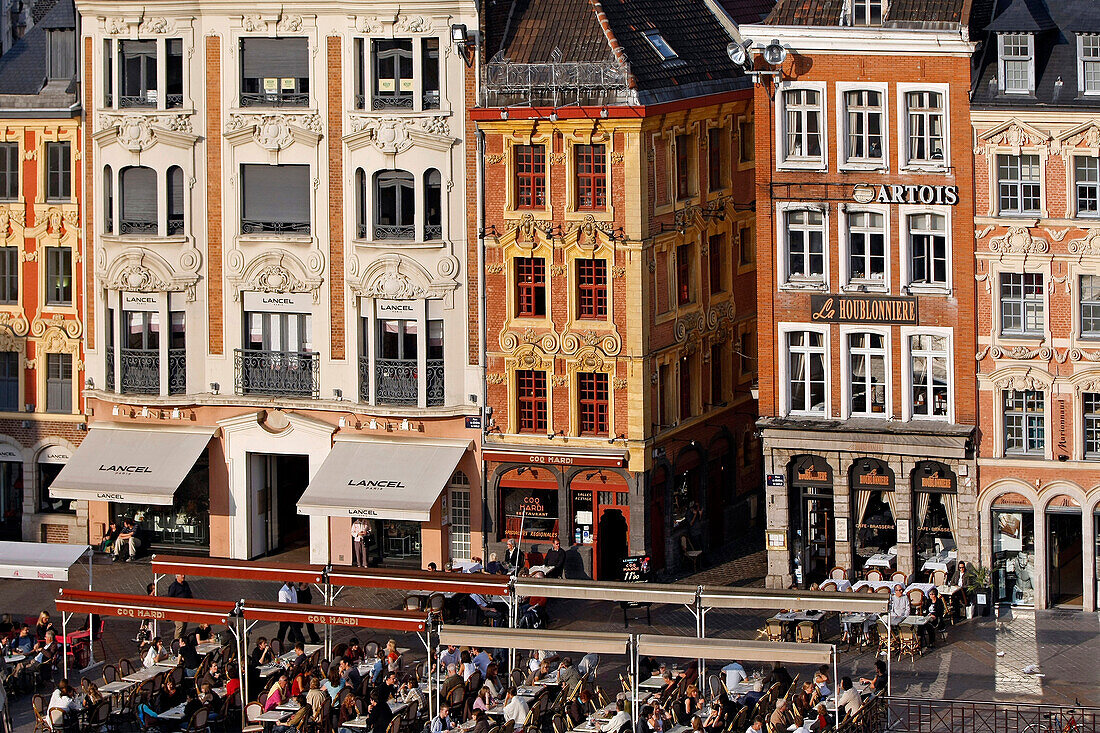 La Grande Place, The Main Square With Its Sidewalk Cafes And Restaurants, Place Du General De Gaulle, Lille, Nord (59), France