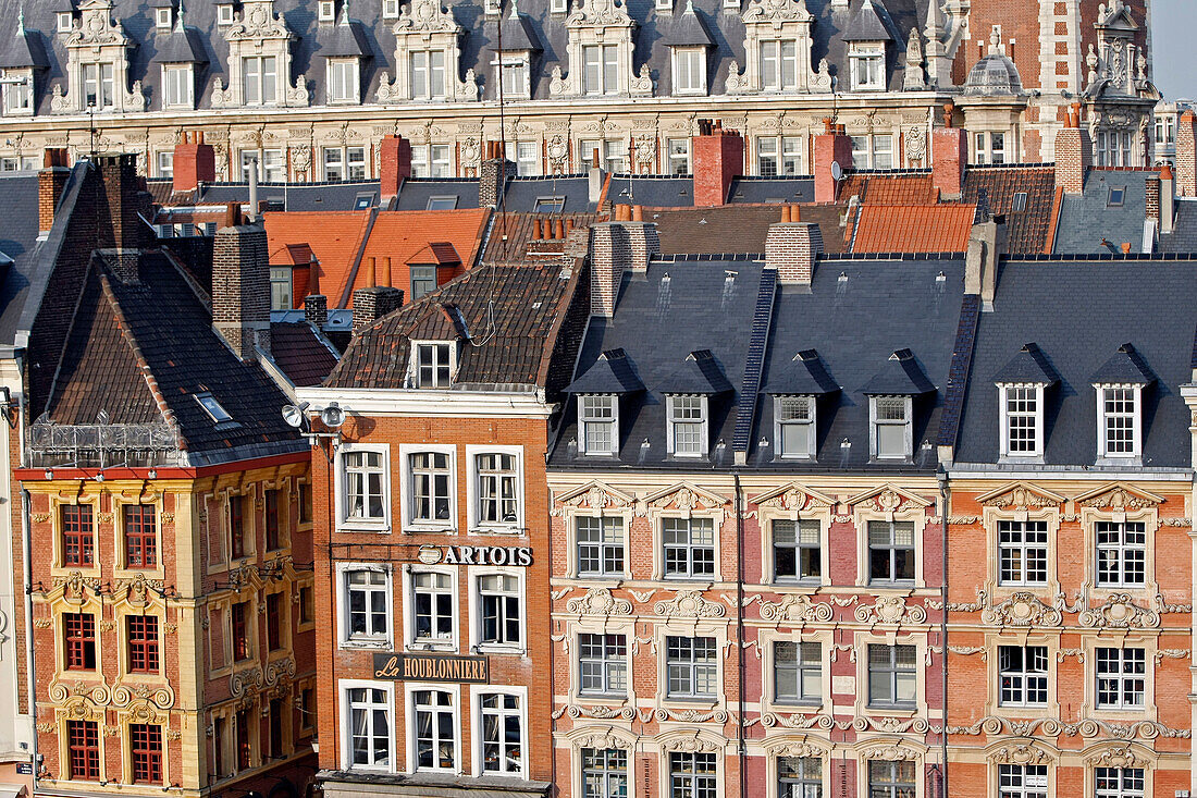 Decorated Facades Of The Buildings On The Main Square La Grande Place, Place Du General De Gaulle, Lille, Nord (59), France