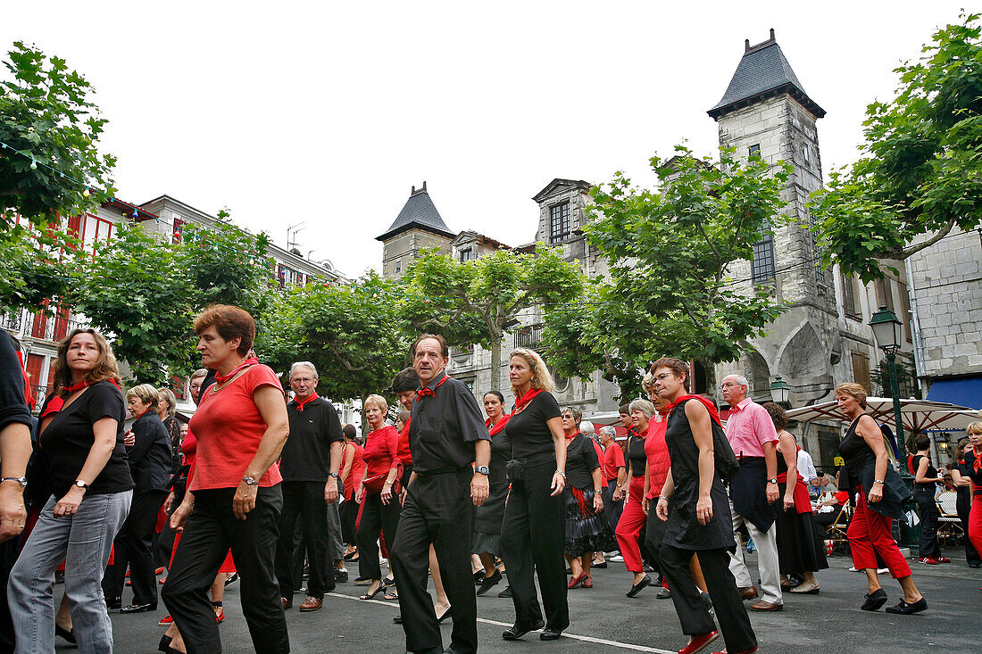 Traditional Dance During The Festival Of Saint John In Front Of The Louis Xiv House, Saint Jean De Luz, Pyrenees Atlantiques, (64), France, Basque Country, Basque Coast