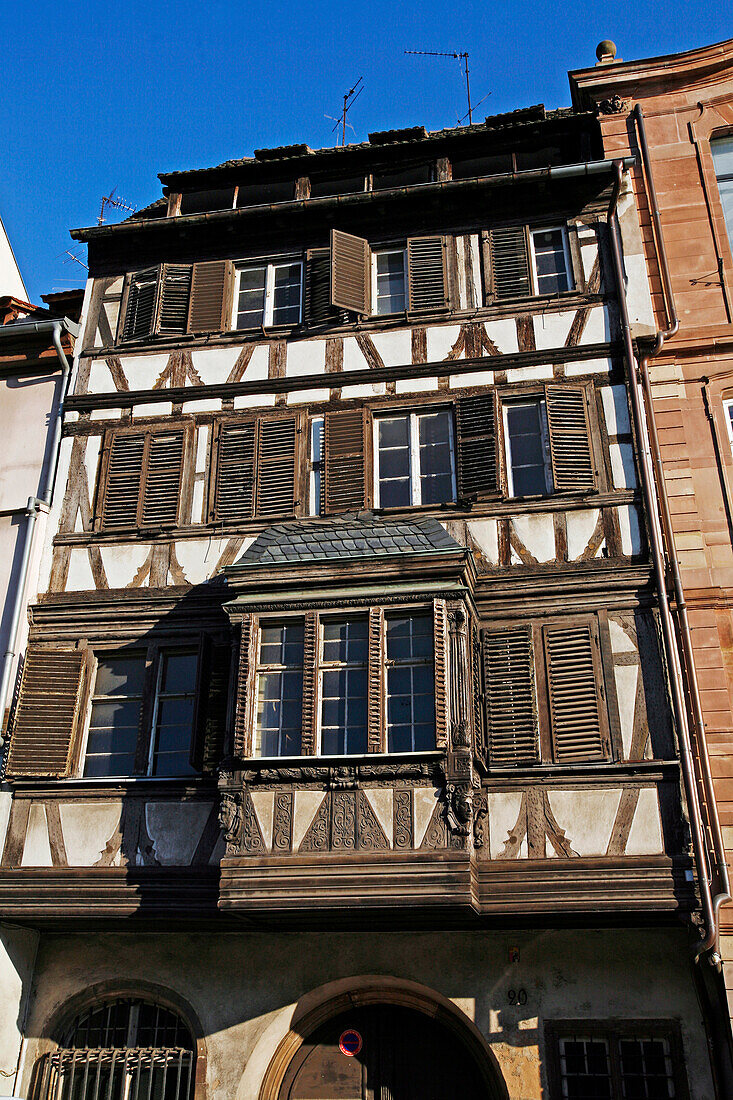 Former Dietrich House, Sculpted Oriel And Timbering, 20 Quai Saint Nicolas, Strasbourg, Bas Rhin (67), Alsace, France, Europe