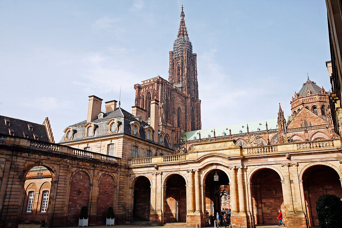 Courtyard In The Rohan Palace And Cathedral, Strasbourg, Bas-Rhin (67), Alsace, France