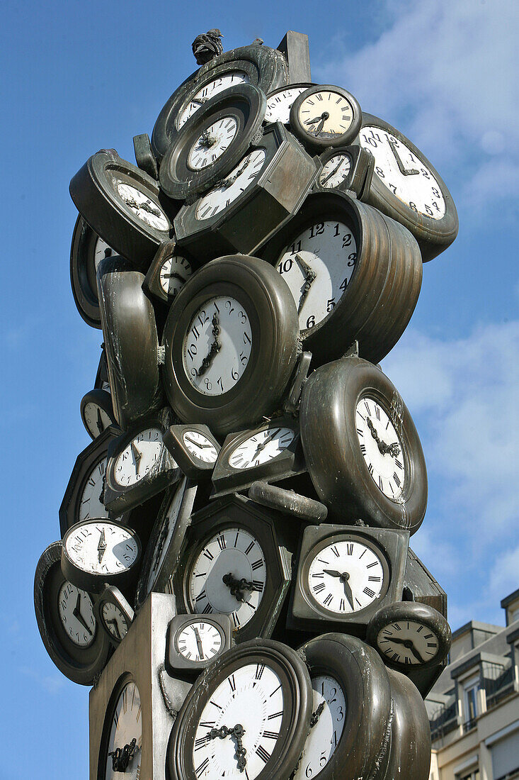 The Clocks', Sculpture By The Artist Arman, In Front Of The Saint Lazare Train Station, Paris, France