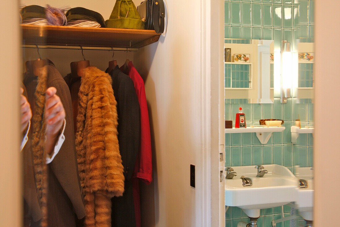 1950 - 60'S Bathroom And Laundry Room, Model Apartment Of The Architecture Of Auguste Perret, Classed As World Heritage By Unesco, Le Havre, Seine-Maritime (76), Normandy, France