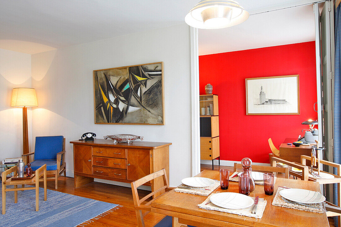 Dining Room, The Main Living Space, Model Apartment Of The Architecture Of Auguste Perret, Classed As World Heritage By Unesco, Le Havre, Seine-Maritime (76), Normandy, France