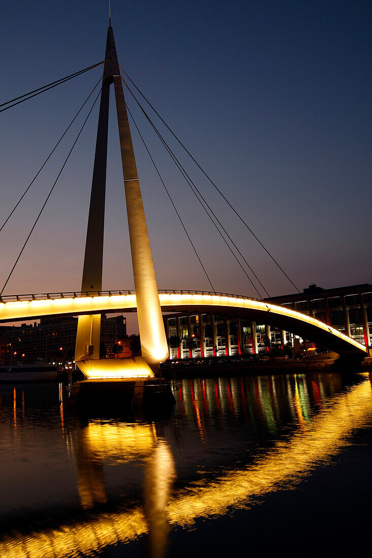 Small Suspension Bridge Over The Commercial Port, Le Havre, Seine-Maritime (76), Normandy, France