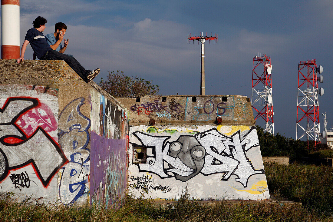 Second World War Blockhouse Covered In Graffiti, Le Havre, Seine-Maritime (76), Normandy, France