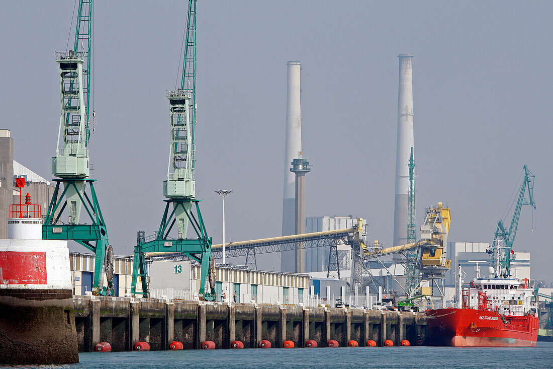 Loading Cranes And Power Plant, Commercial Port, Le Havre, Seine-Maritime (76), Normandy, France