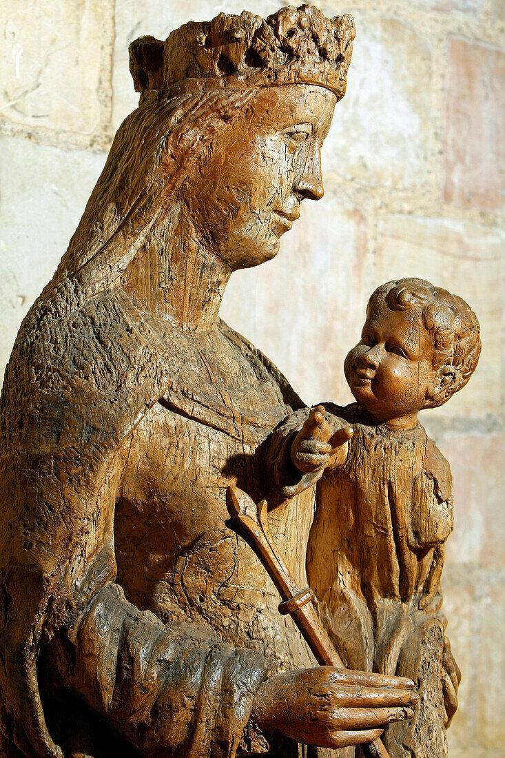 Crowned Virgin With Child, Wood, End Of The 15Th Century, Graville Priory, Le Havre, Normandy, Seine-Maritime (76)