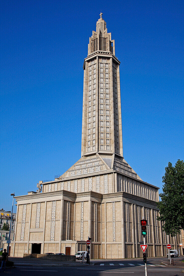 Exterior Of The Saint Joseph Church, Architecture By Auguste Perret, Classed As World Heritage By Unesco, Le Havre, Seine-Maritime (76), Normandy, France