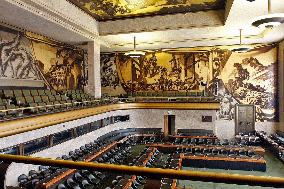 The Council'S Room Decorated With Frescoes By Jose Maria Sert, Palace Of Nations, United Nations Offices, Geneva, Switzerland