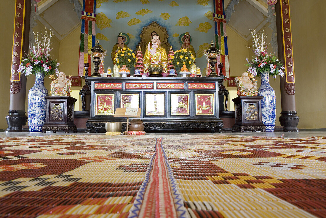 Interior view of the Thien Van Hanh Pagoda at Dalat, Lam Dong Province, Vietnam, Asia