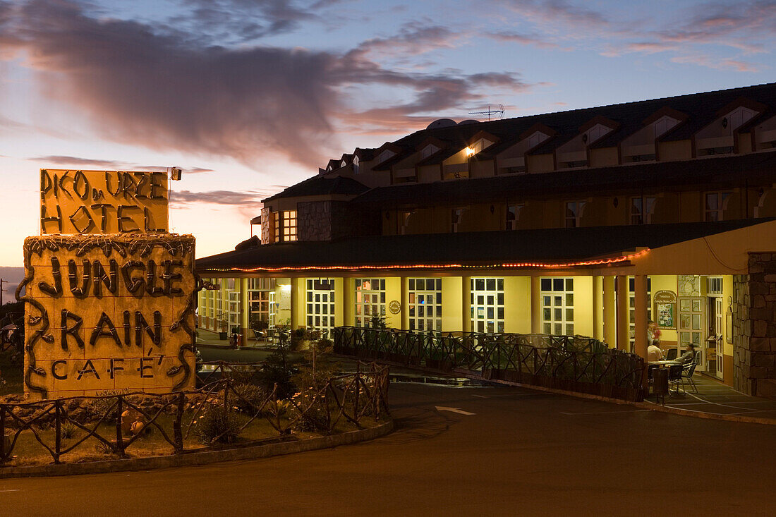 Estalagem Pico da Urze Hotel at dusk, Near Rabacal, Paul da Serra Plateau, Madeira, Portugal