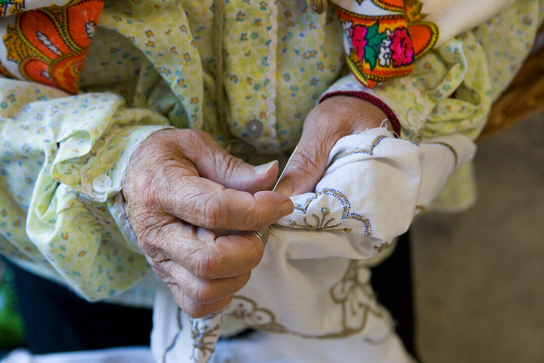 Embroidery Display at Madeira Theme Park, Santana, Madeira, Portugal