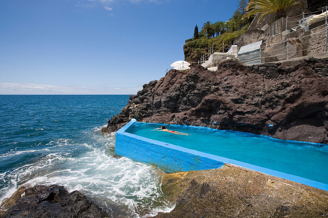 Meerwasser Schwimmbad im Reid's Palace Hotel, Funchal, Madeira, Portugal