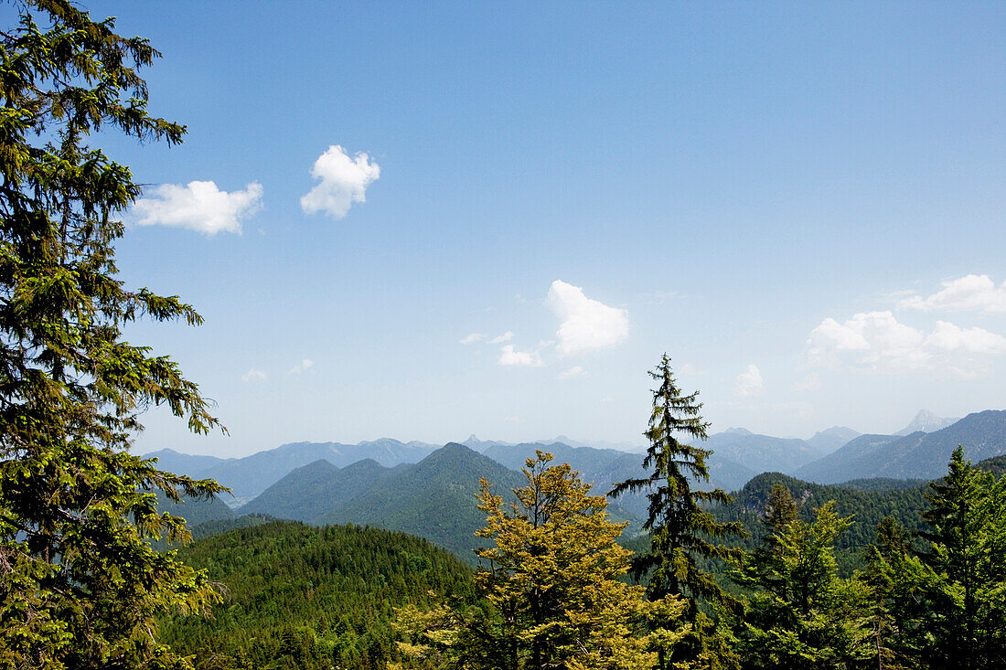 Blick vom Staffel über die Bayerischen Voralpen, Jachenau, Bayern, Deutschland