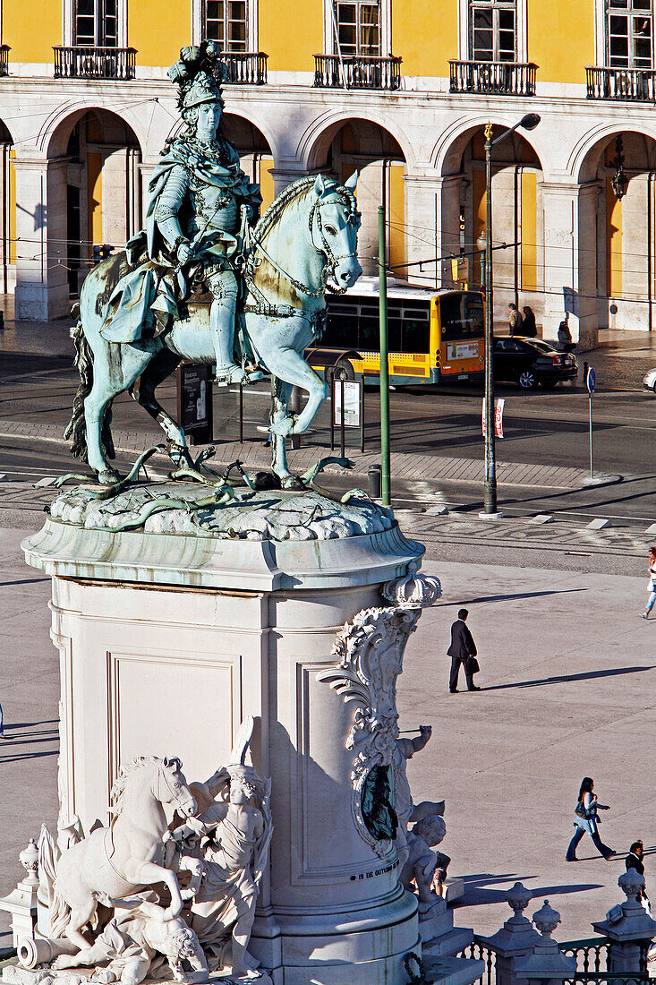 Statue Of Dom Joao I, Praca Do Comercio, Commerce Square And Se Cathedral, Alfama And Baixa Neighborhood, Lisbon, Portugal, Europe Portugal, Europe