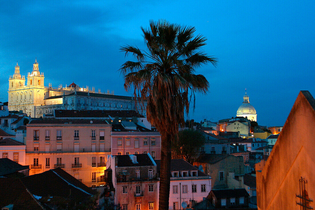 Mosteiro De Sao Vicente De Fora And Panteo Nacional, Seen From The Miradouro De Santa Luzia, Alfama District, Lisbon, Portugal