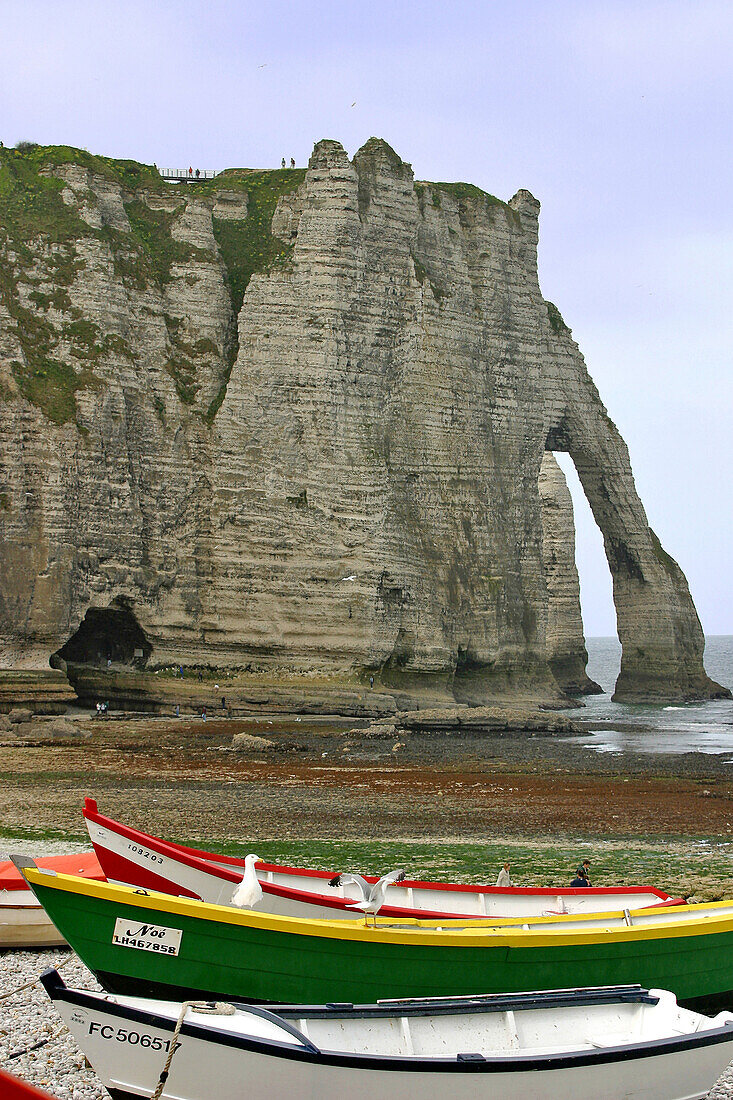 Boat On The Beach And The Cliffs Of Etretat