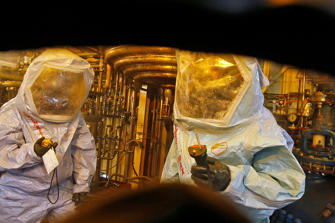 View Through A Mask. A Team Of The Mobile Chemical Intervention Cell (Cmic) On Reconnaissance At A Chemical Leak In A Perfume And Pharmaceutical Factory In The Center Of Grasse, Alpes-Maritimes (06), France
