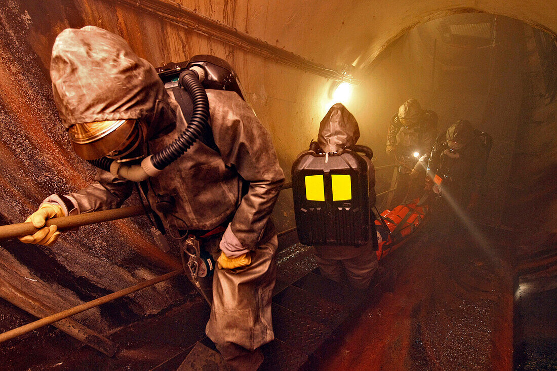 Evacuation Of A Victim By The Firefighter'S Team Of The Regional Intervention Group (Gir) From Inside The Shaft Of The Electric Company Dam In Saint-Gassien, Var (83), France