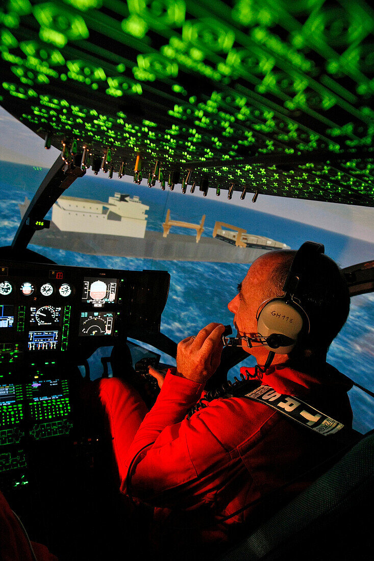 Training Pilots Of The Emergency Services In A Flight Simulator Of The Ec145 Helicopter, Developed By The Thales Corporation, Command Base Of The Helicopter Group Of The Emergency Services, Nimes Garons, Gard (30)