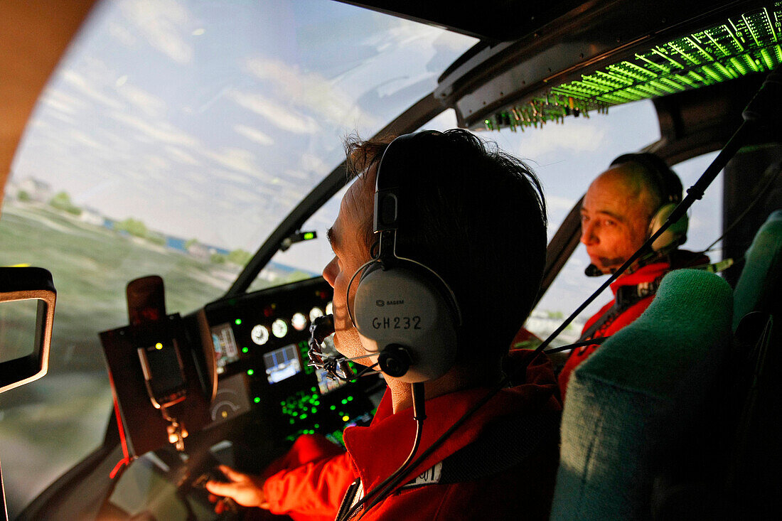 Training Pilots Of The Emergency Services In A Flight Simulator Of The Ec145 Helicopter, Developed By The Thales Corporation, Command Base Of The Helicopter Group Of The Emergency Services, Nimes Garons, Gard (30), France