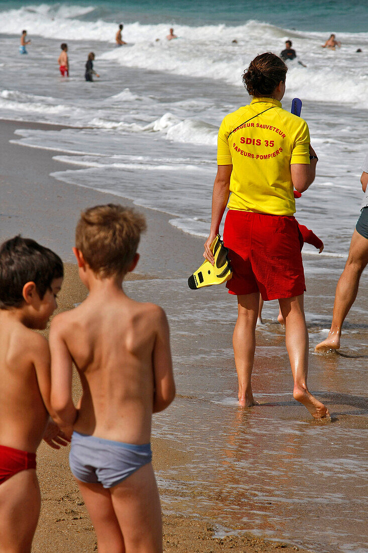 Lifeguard Surveillance On The Beaches Of Saint Malo With The Firemen Of The Sdis35, Ille-Et-Vilaine (35), France