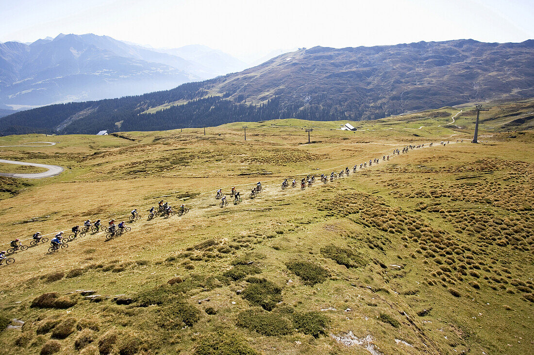 Mountain bike rally near Flims, Canton of Grisons, Switzerland