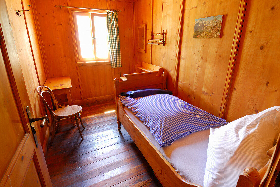 Single room in hut Berliner Huette, Zillertal, Zillertal Alps, Tyrol, Austria