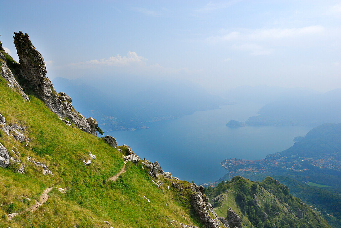 Blick über Comer See, Monte Grona, Lombardei, Italien