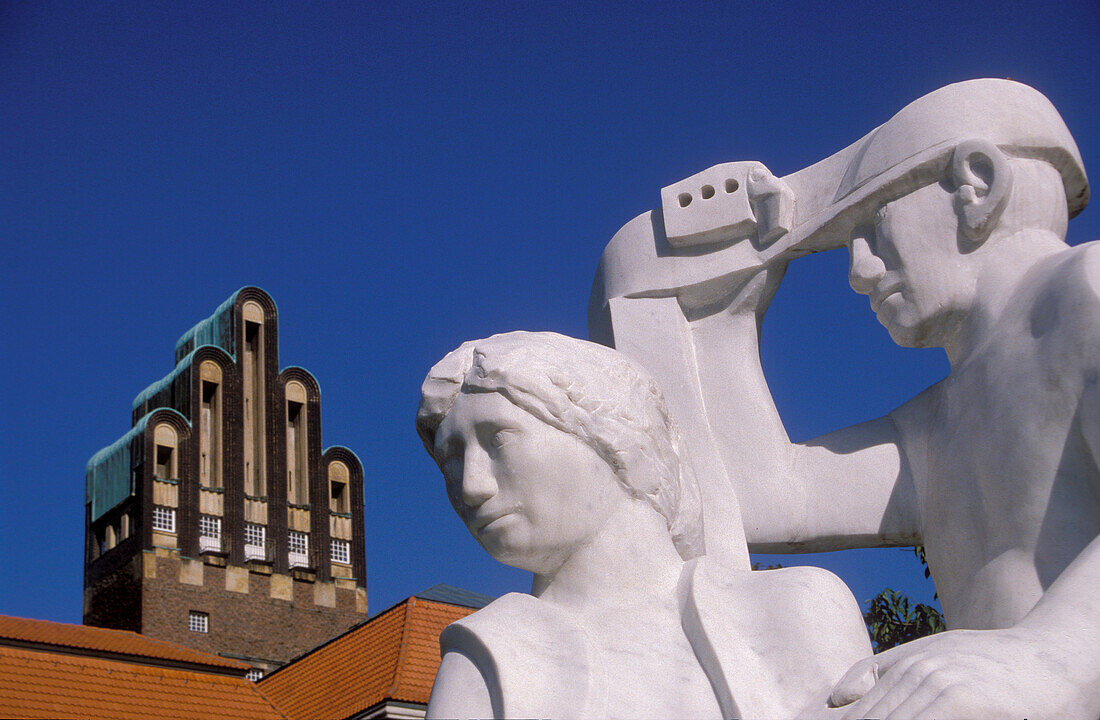 Darmstadt, statues, Mathildenhoehe, Art Nouveau, Hesse, Germany