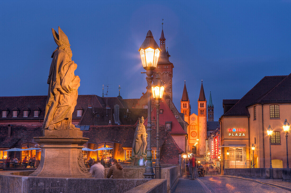 Old Main Bridge at Wuerzburg, Germany, Wuerzburg, Franconia, Bavaria