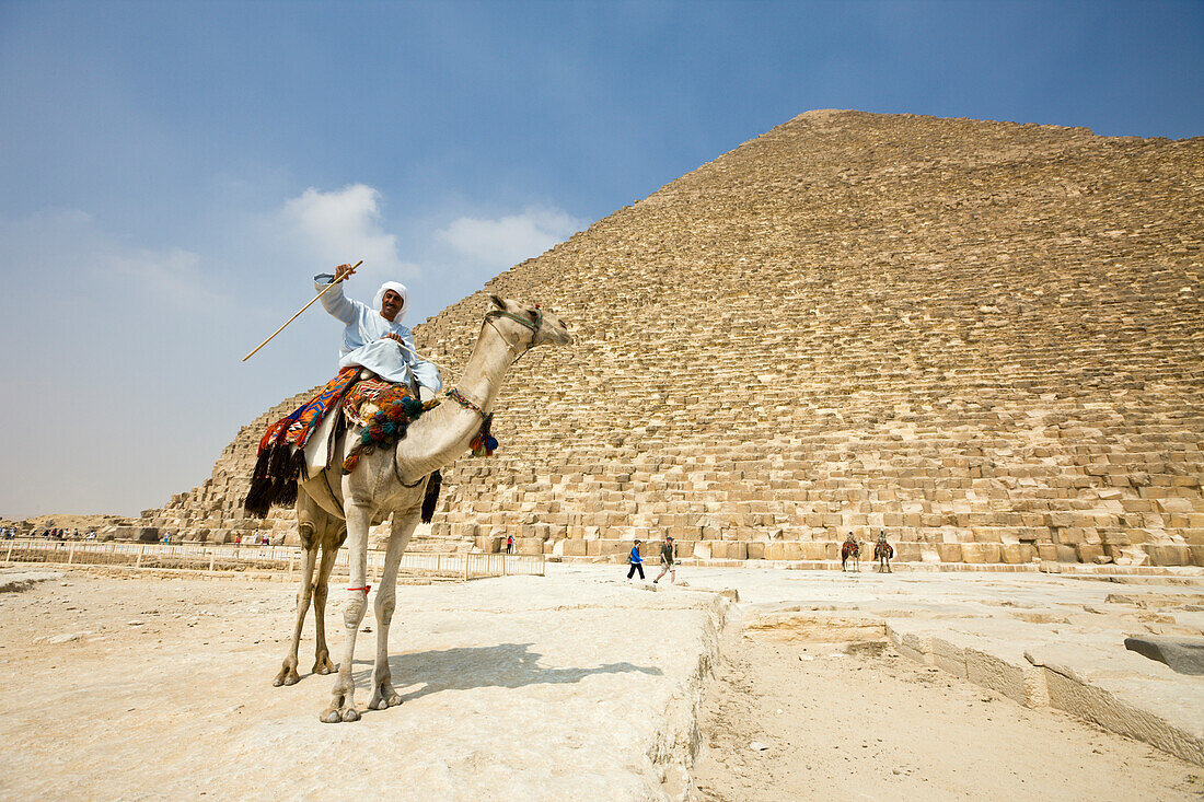 Camel Driver in Front of Pyramid of Cheops, Egypt, Cairo